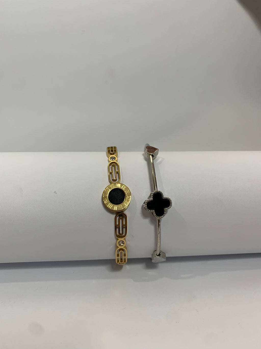 Golden Plated Square Bracelet and stainless steel Four leaf Bracelet