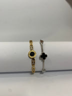 Golden Plated Square Bracelet and stainless steel Four leaf Bracelet