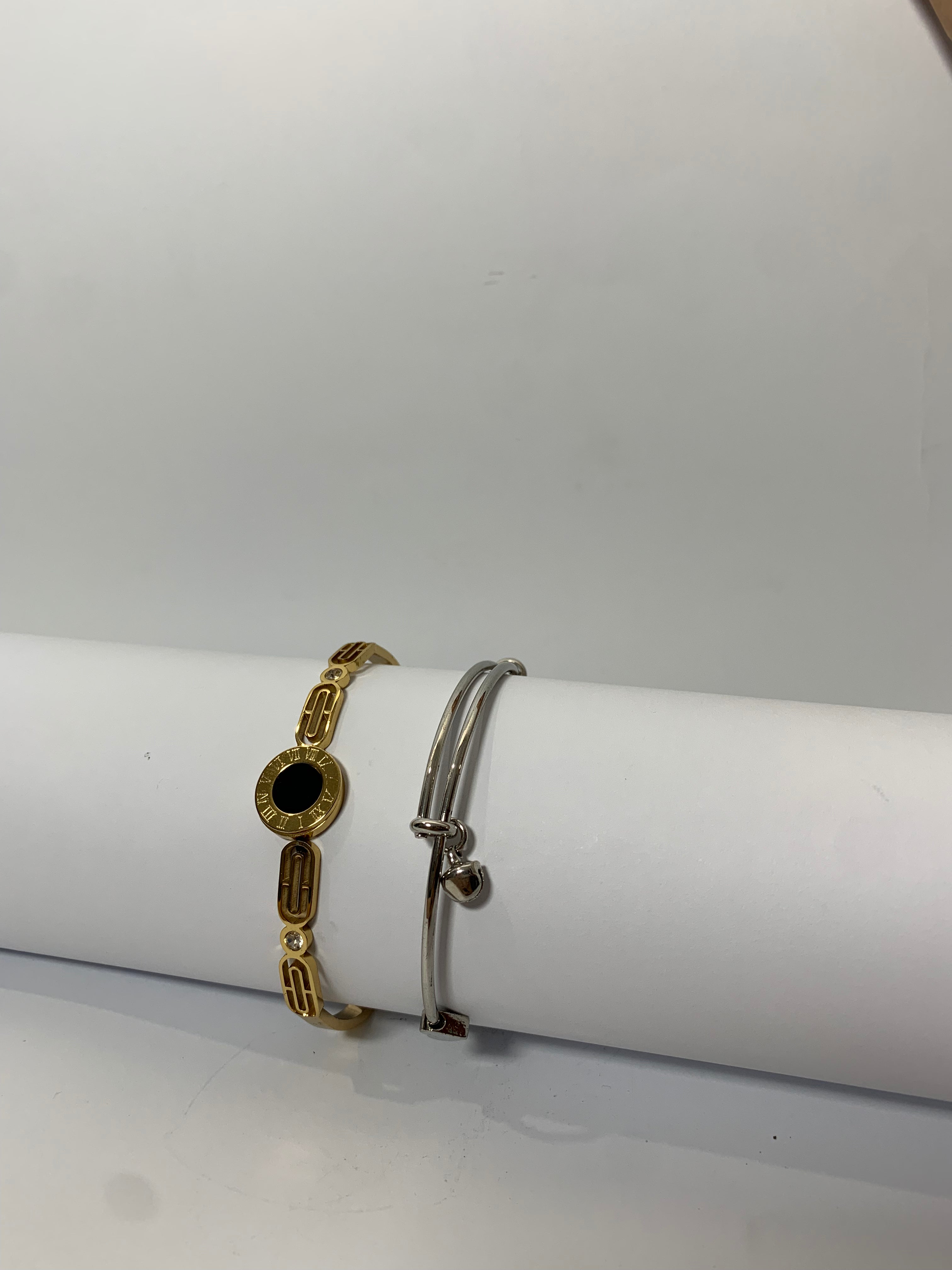 Golden Plated Square Bracelet and stainless steel Four leaf Bracelet