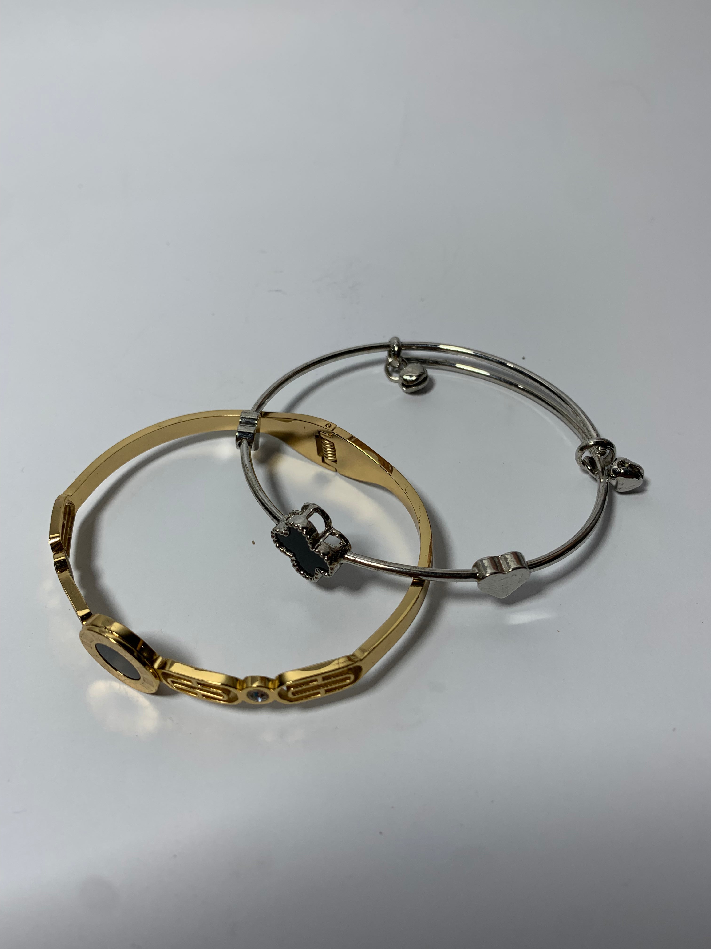 Golden Plated Square Bracelet and stainless steel Four leaf Bracelet